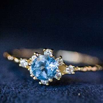 Light Luxury Elegant Snowflake Sea Blue Zircon Korean Style High-end Internet Celebrity Hot-selling Index Finger Ring