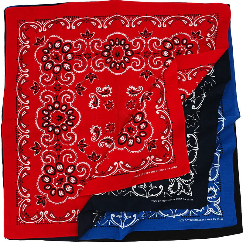 68CM Retro Blue Red Paisley Large Square Bandana Cotton Hip Hop Headband Scarf 250617