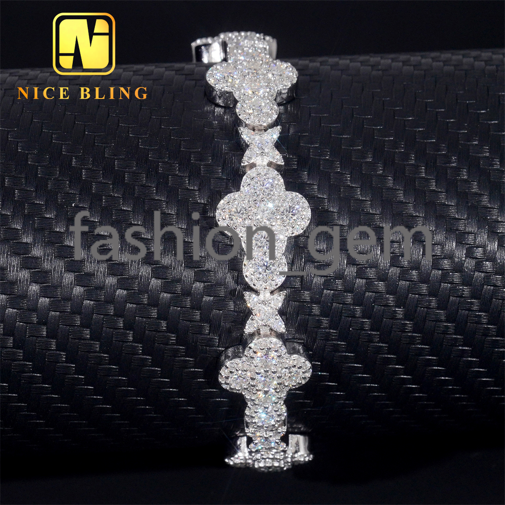 Nice Bling New Design Ice Out Diamond Jewelry 13MM Moissanite Bracelet 925 Sterling Silver Hip Hop Cuban Link Chain Bracelet
