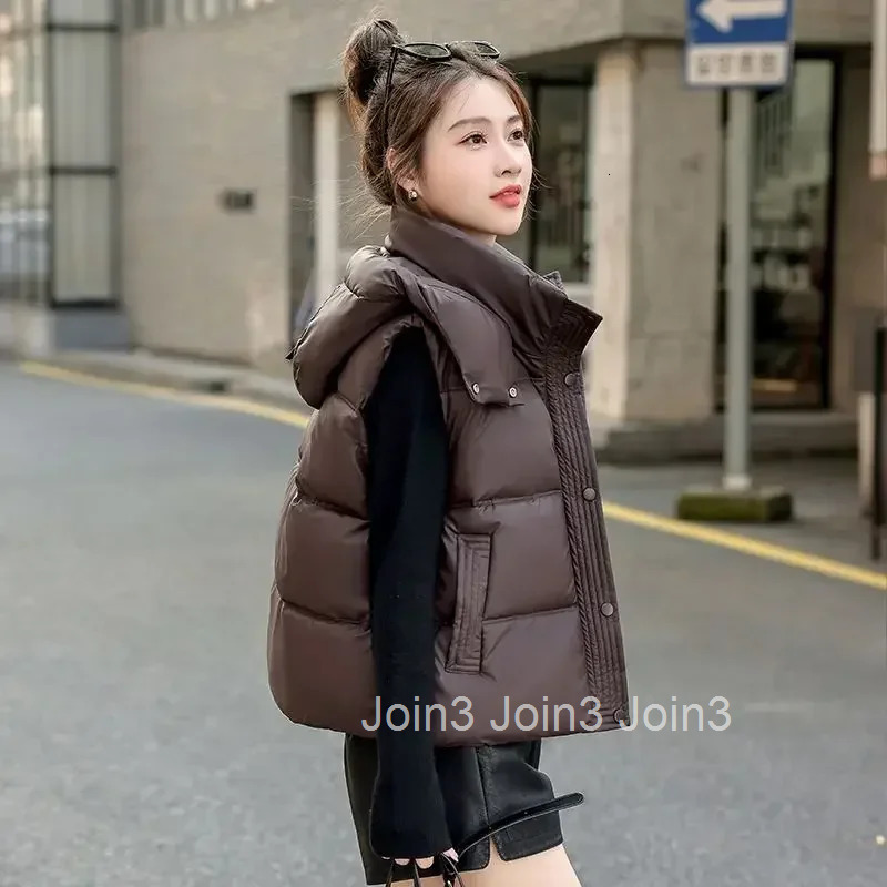 Korean Style Loose Womens Padded Cotton Vests Warm Cold Coats on Sale Lightweight Cheap Insulated Youthful Casual Lady Giletes