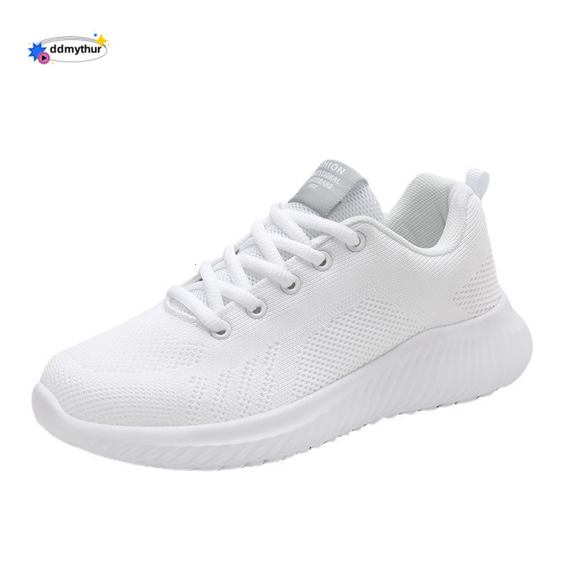 Women's Casual Sports Soft Sole Student Mesh White Korean Style Versatile Lightweight Breathable Running Shoes ddmythur
