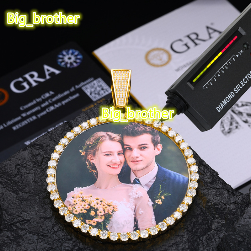 Hot Selling S925 Silver Inlaid 68MM Round Moissanite Pendant Trendy Hip-Hop Accessories in Stock