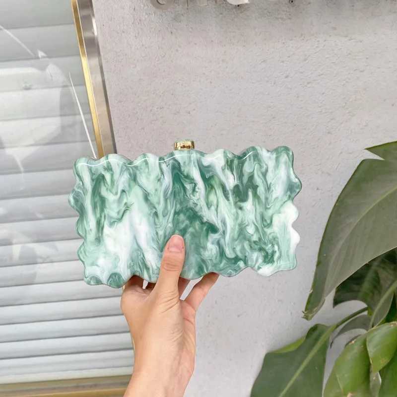 2024 New Womens Clutch Bag Summer Evening Party Lemon Wavy Marble Print Handbag Ladies Metal Chain Shoulder Bag Z250618