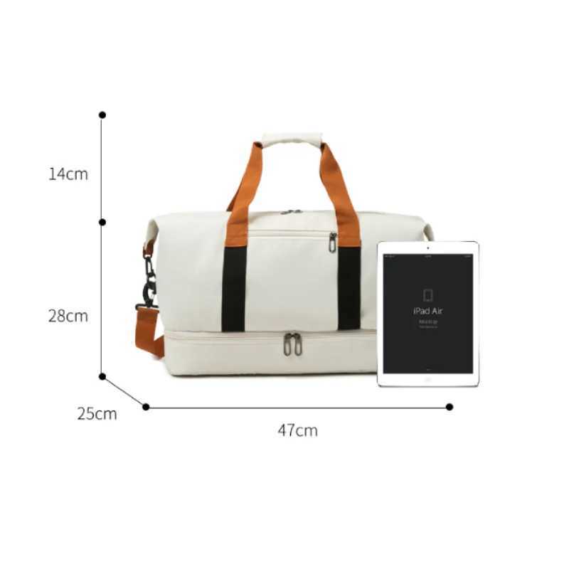 Large-capacity portable travel bag lightweight gym bag independent shoe compartment shoulder messenger bag. W250618