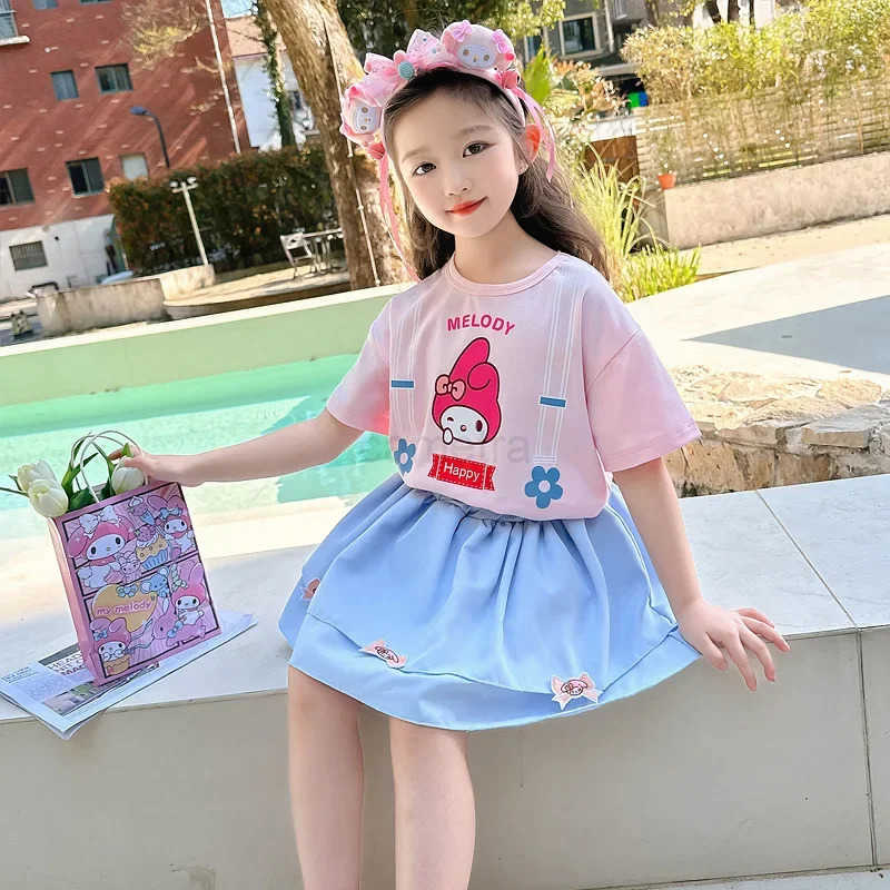 Sanrio Sanriou Kuromi My Melody Cinnamoroll Sling Skirt Kawaii Small and Medium-Sized Children Cotton Child Dress Girls Clothes GiftXJ250618
