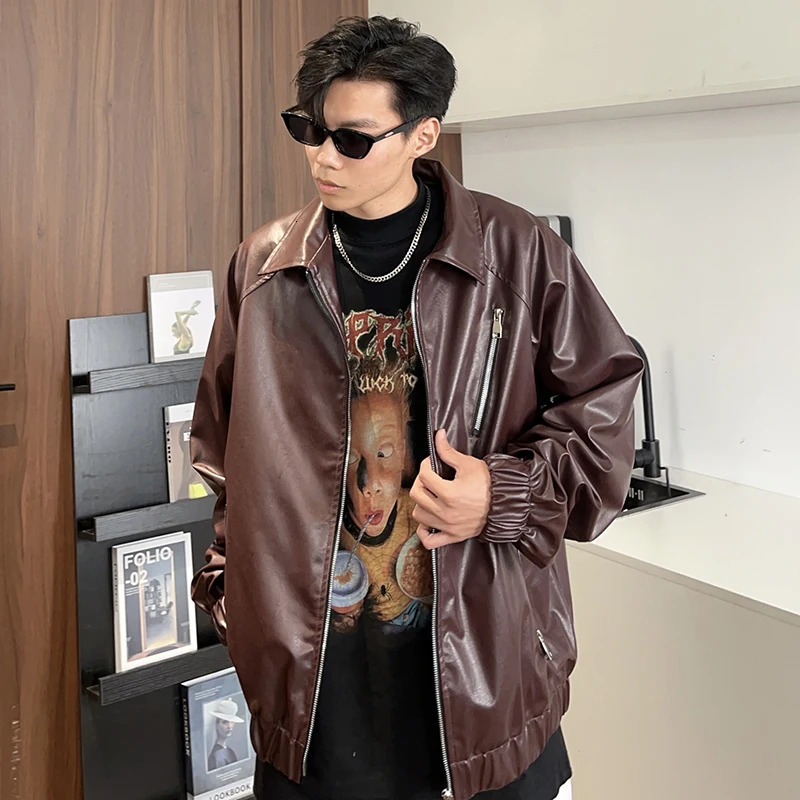 Leather Coat Classic High Quality Slim Casual Stand Collar Coat Spring and Autumn Top Layer Cowhide Plus Size Leather Jacket 250618