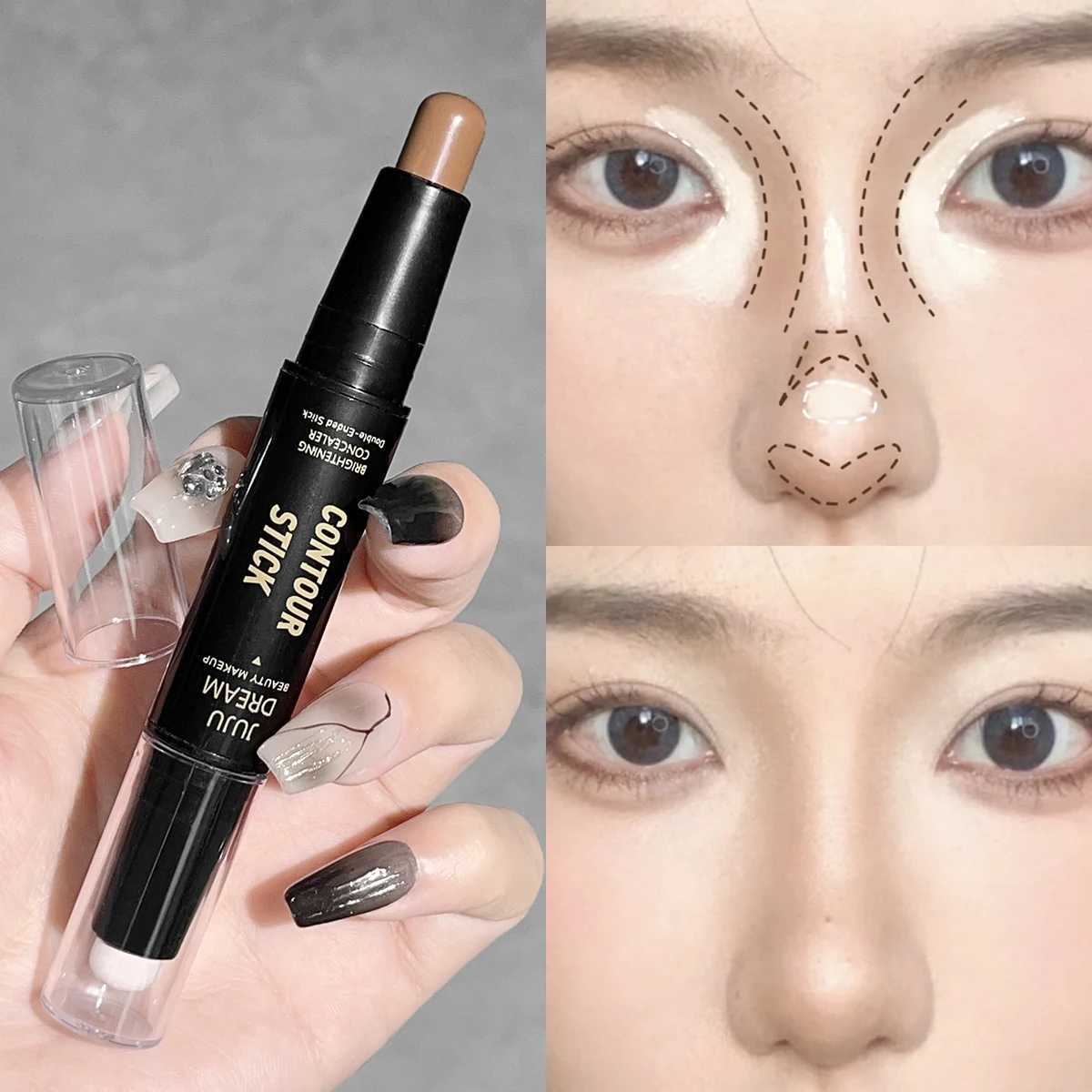 Double-ended Concealer Pen Contour Stick Dual-purpose Highlighter Stick Nose Shadow Contouring Face Covering Acne Marks XJ250618