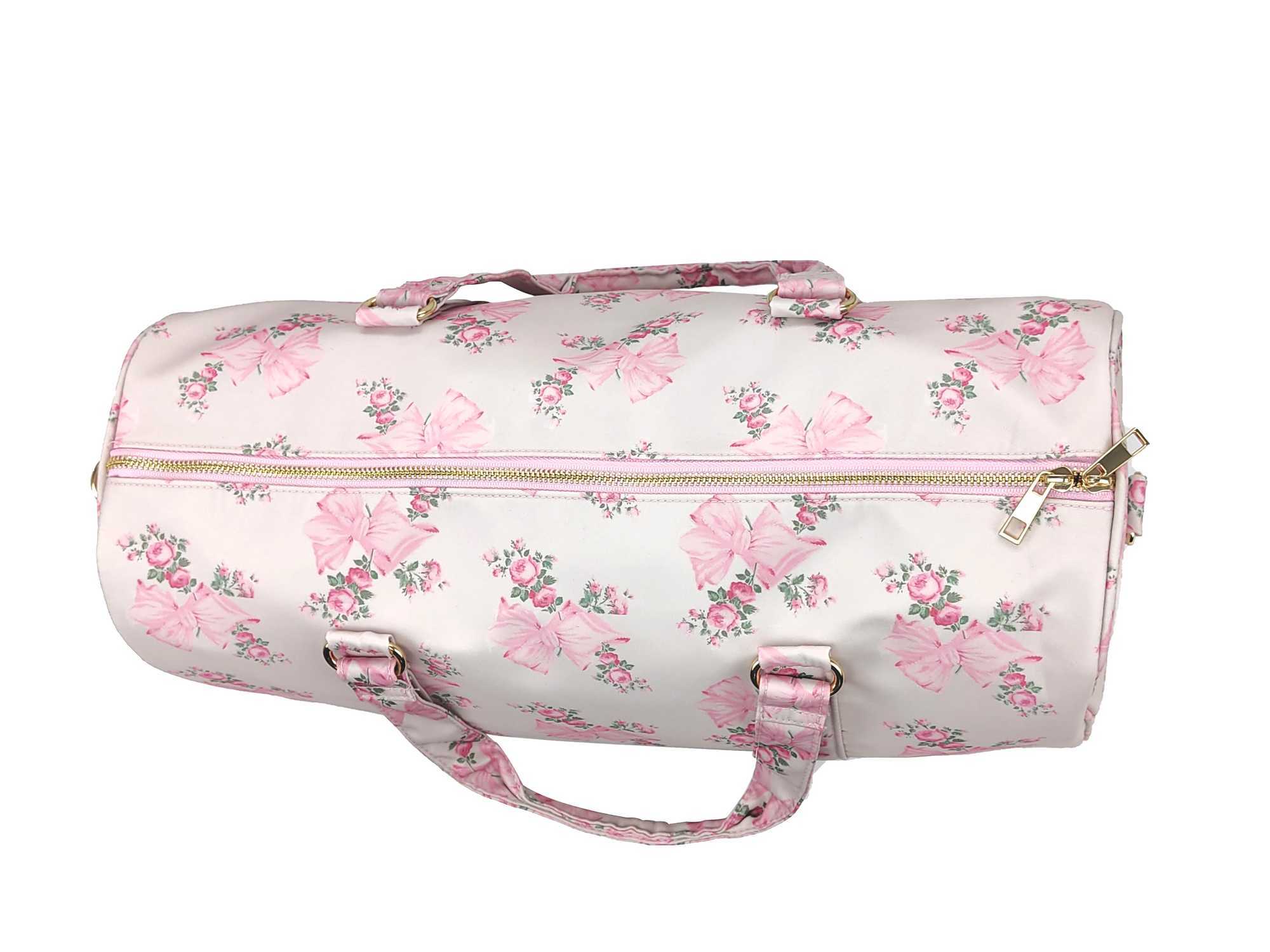 Casual Nylon Waterproof Bow Print Ladies Handbag Shoulder Bag Large Capacity Travel Fitness Handbags Portable Hand Luggage Bags W250618