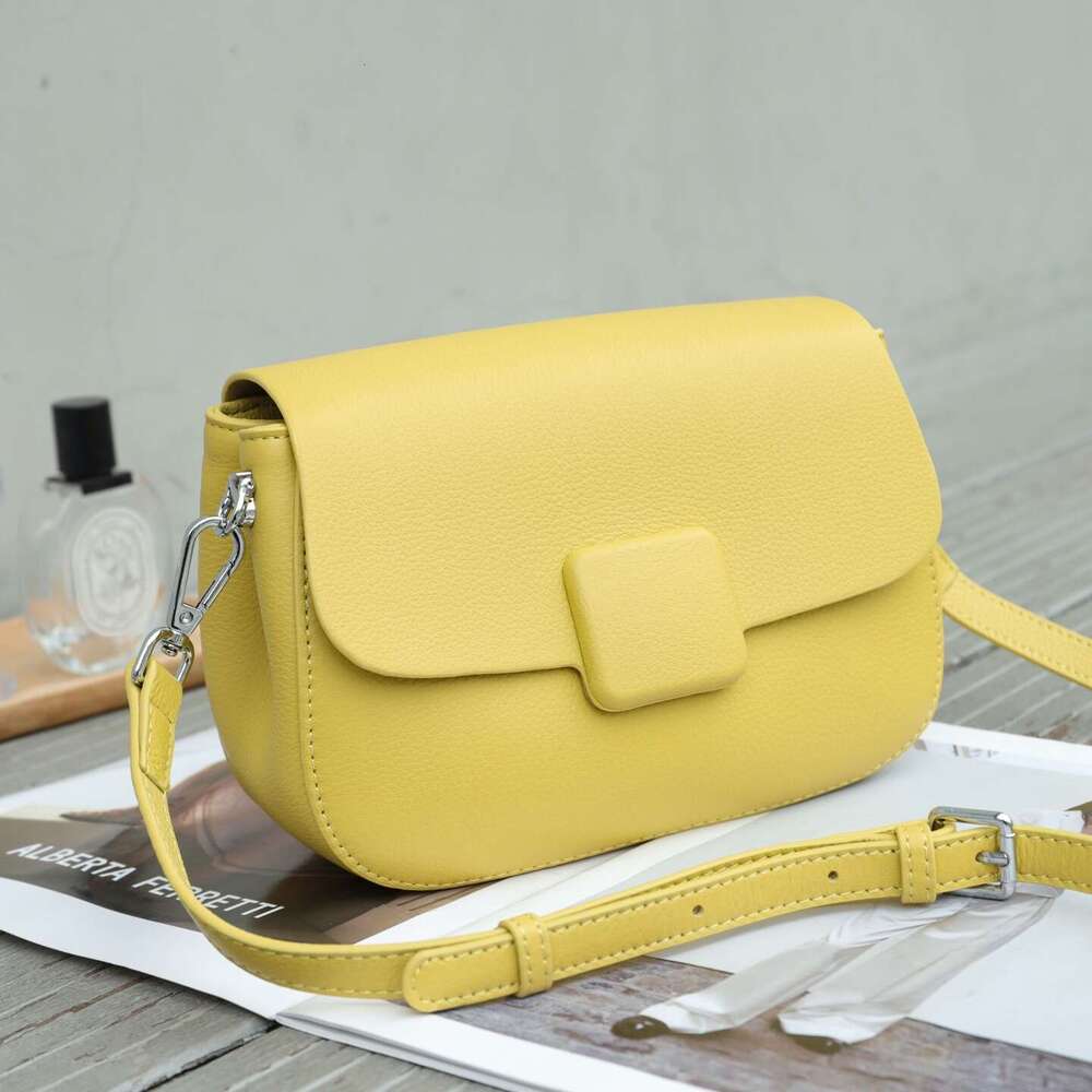 New Women's Fashionable Shoulder Simple Versatile Crossbody Small Square Bag Top Layer Cowhide 2025 Spring Summer