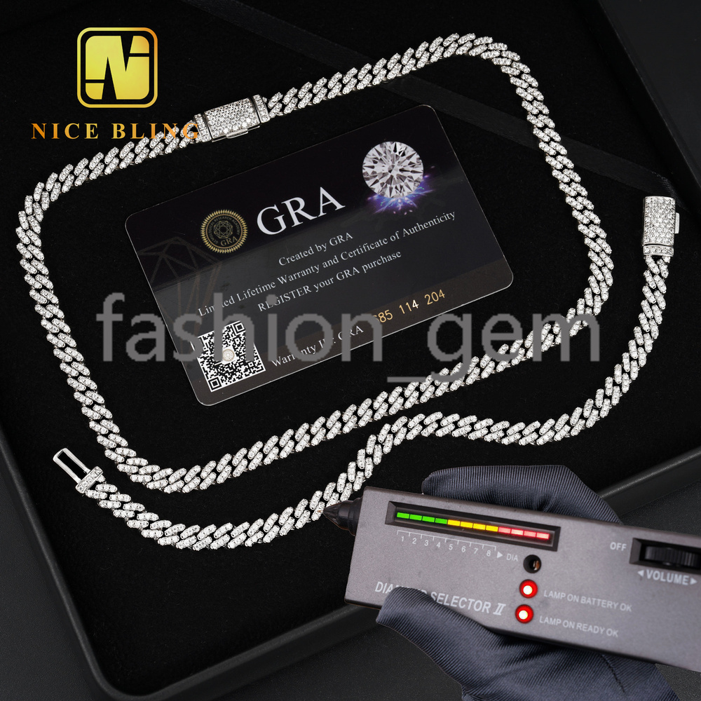 Hot Selling Jewelry Pass Diamond Tester Men Women 6MM Cuban Link Chain 925 Sterling Silver Hip Hop Cuban Link Chain