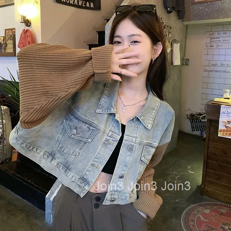Spring Autumn Korean Popular Clothes Denim Jacket for Women Patchwork Designer 2025 Models Harajuku Cheap Y2k Cowboy Coat Woman