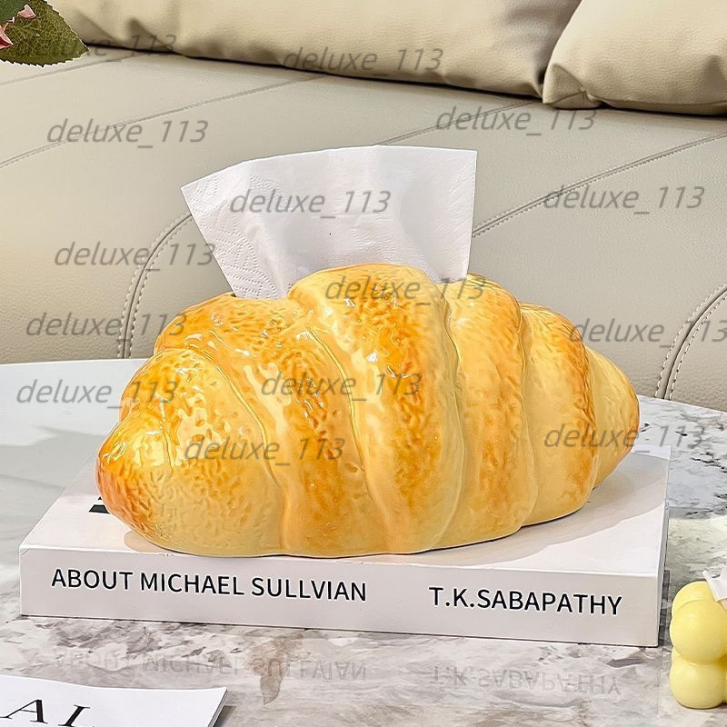 Cute Croissant For Home Living Room Coffee Table Desktop High-End Decorative Tissue Holder Napkin Box