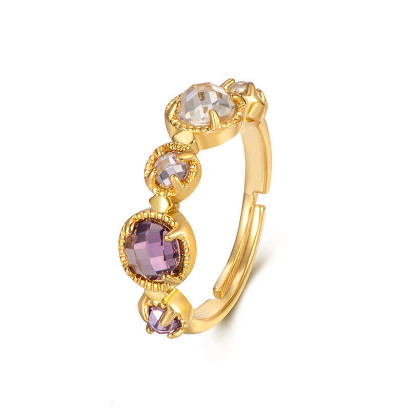 Thanos Style Energy Series Natural Topaz Moonstone Labradorite Amethyst Light Luxury Ring Simple