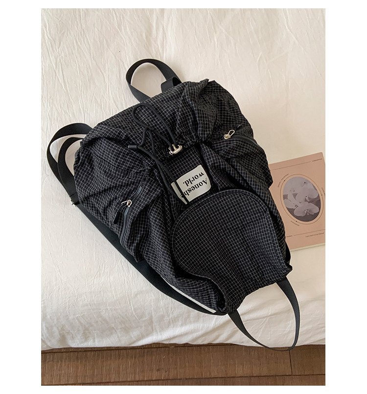Free shipping designer Nylon Plaid Backpack for Women Niche Design 2025 New Large Capacity School Bag Lightweight Travel Korean Style Backpack