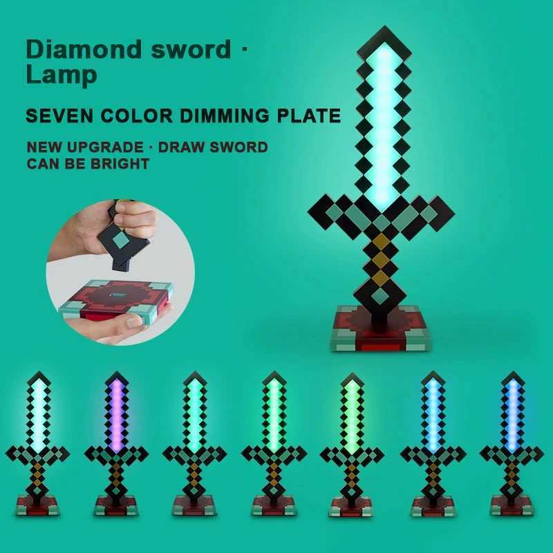 New World Diamond Sword Night Light Ornament Color Changing Sword Game Accessories Gift Model Desk Lamp Z250618