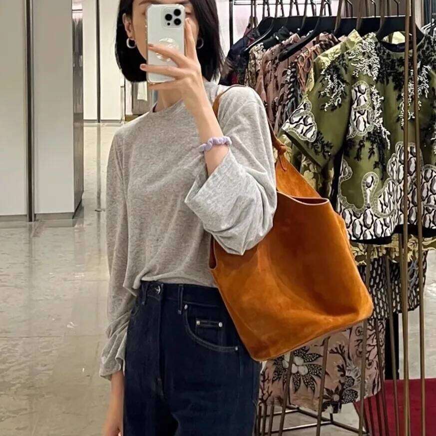 2025 New Style Handbag, Matte Leather Suede Dumpling Bucket Bag, Niche Single-Shoulder Tote Bag For Women