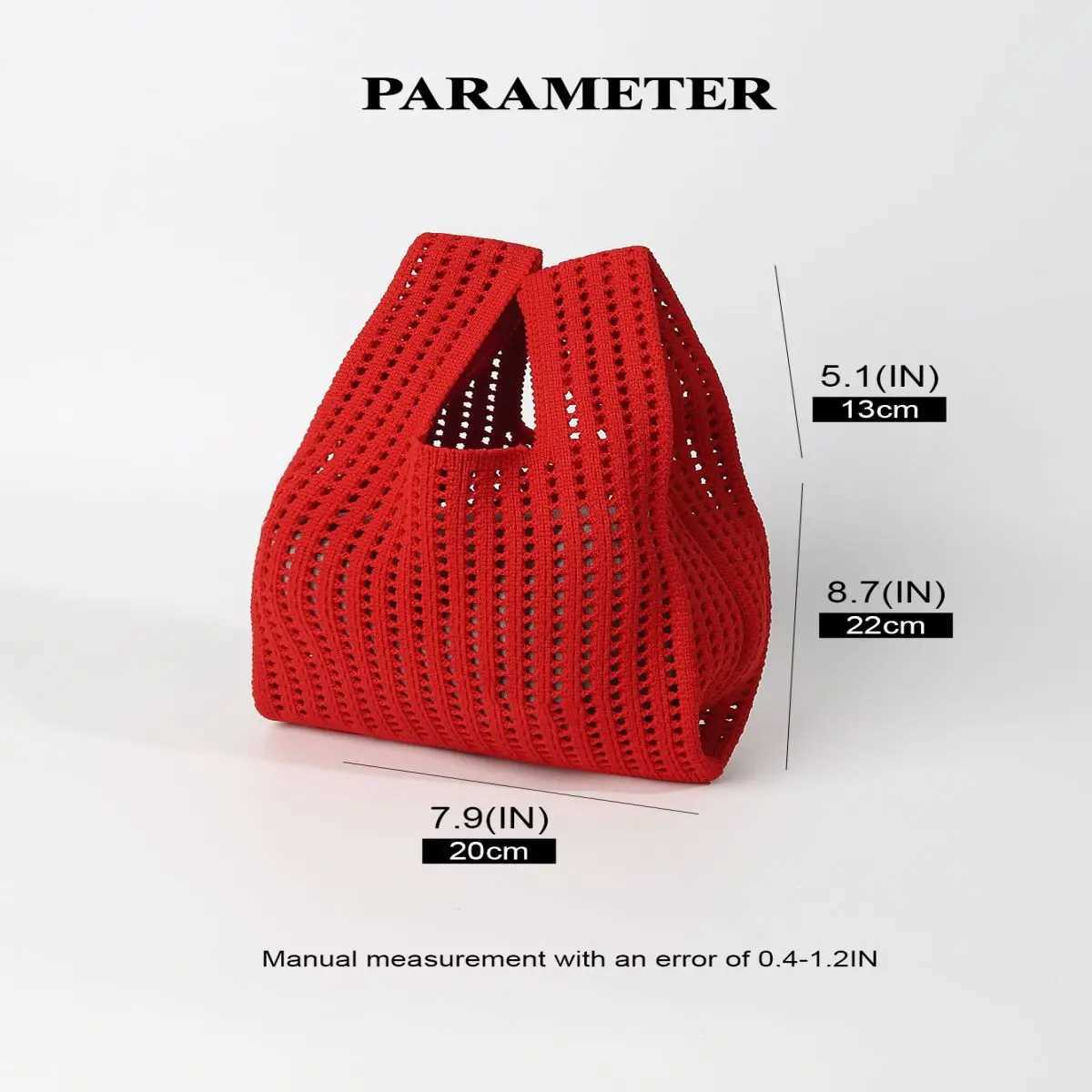 Handmade Knit Handbag Wen Mini Shoulder Bag Fem Casual Color Wide Stripe Plaid Tote Bag Student Cell Phone Package B250618