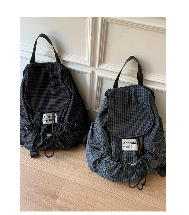 Free shipping designer Nylon Plaid Backpack for Women Niche Design 2025 New Large Capacity School Bag Lightweight Travel Korean Style Backpack