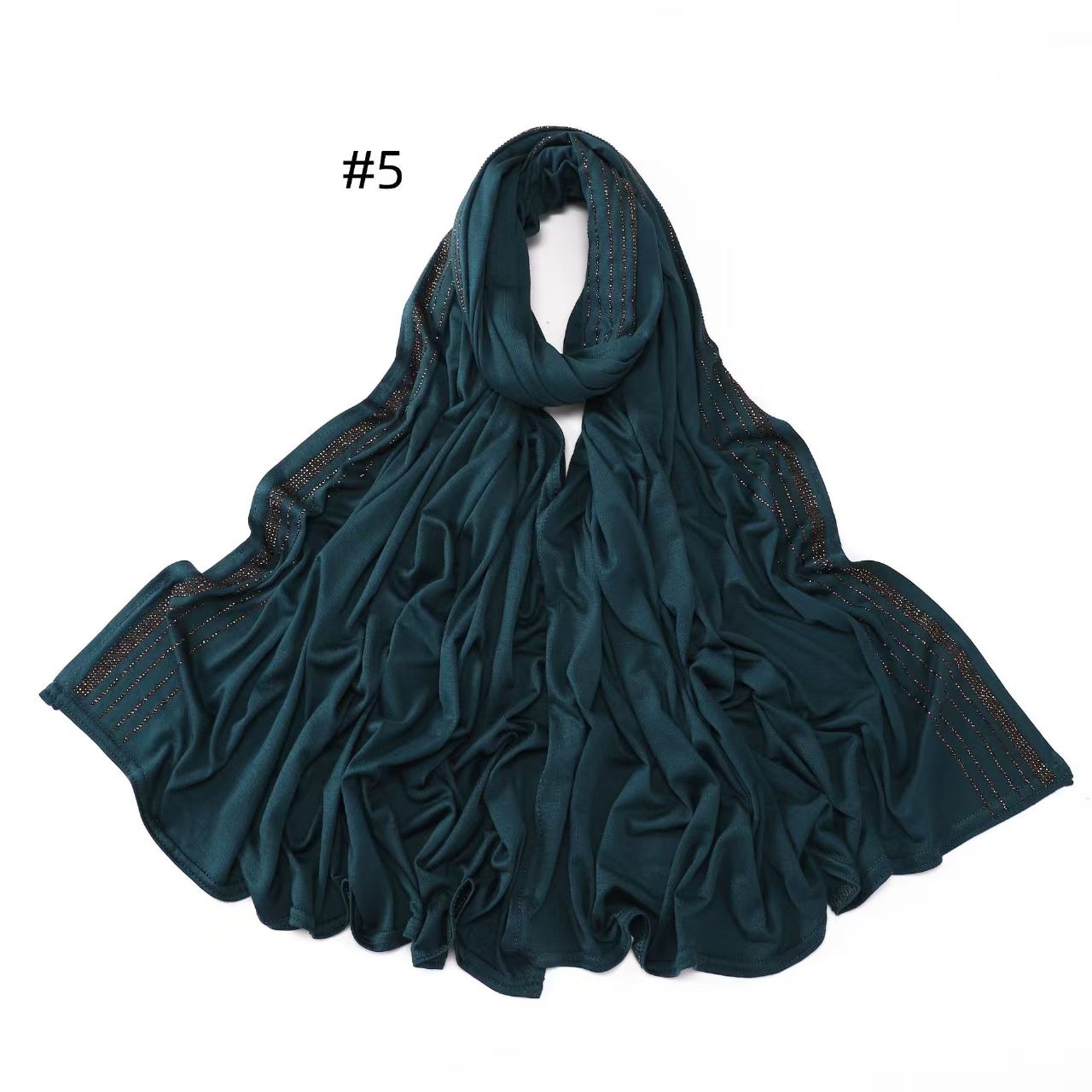 T1004 solid color elastic mercerized cotton hot diamond long scarf soft breathable scarf j