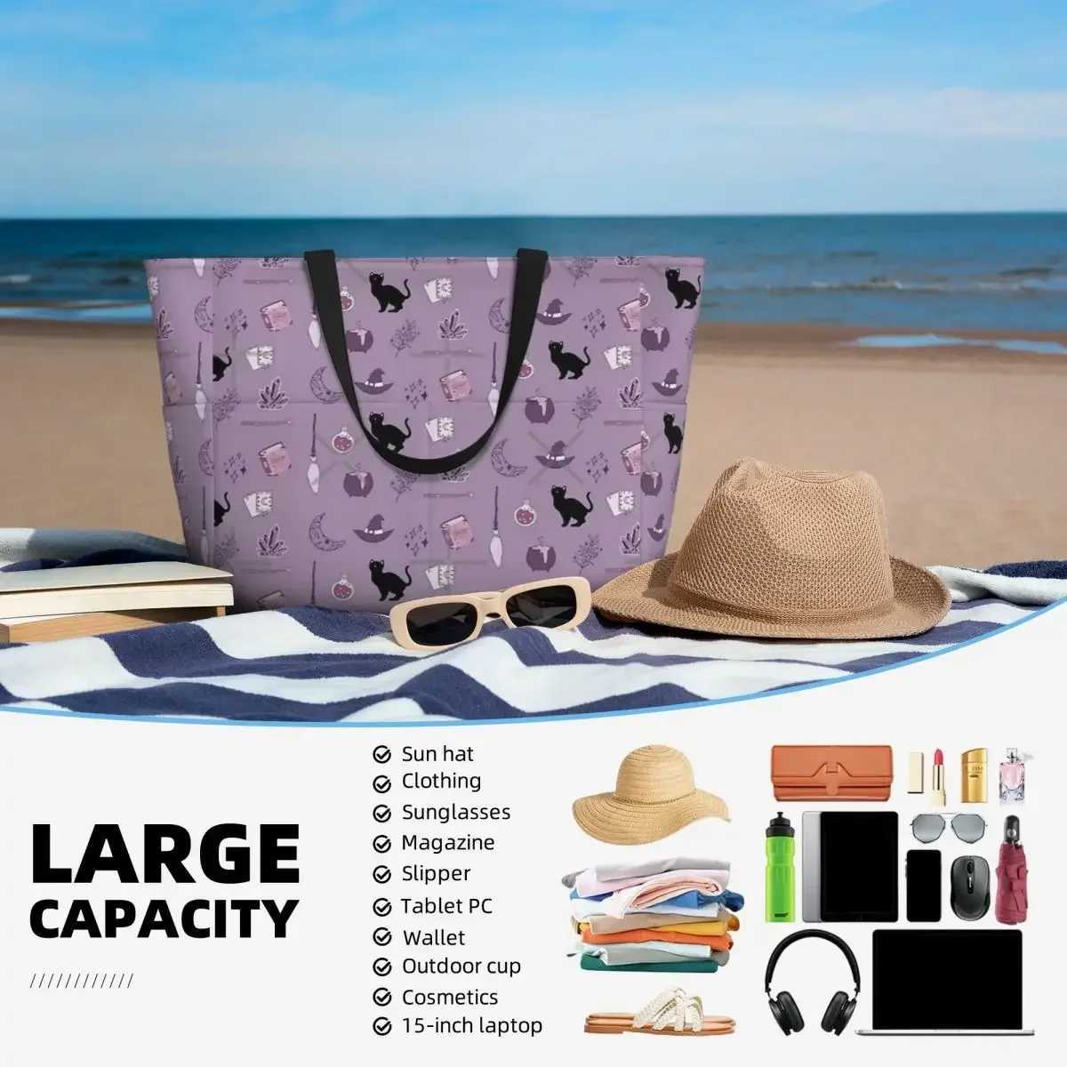 Witch Pack Beach Travel Bag Tote Retro Practical Out Shoulder Multi-Style Pattern W250618
