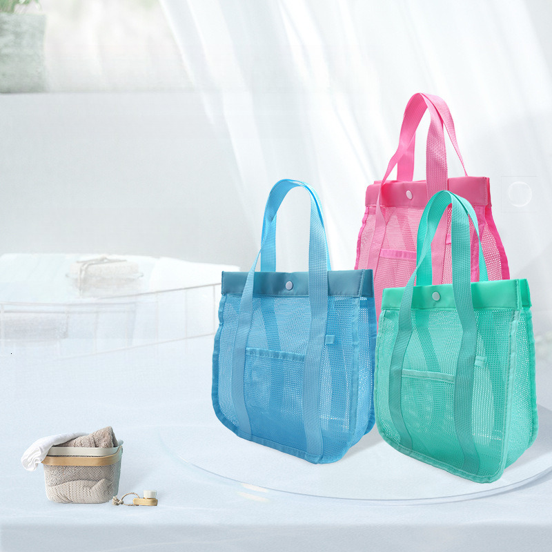 Toiletry Portable Multi-Pocket Storage Organizer Handheld Bath Polyester Mesh Beach Bag