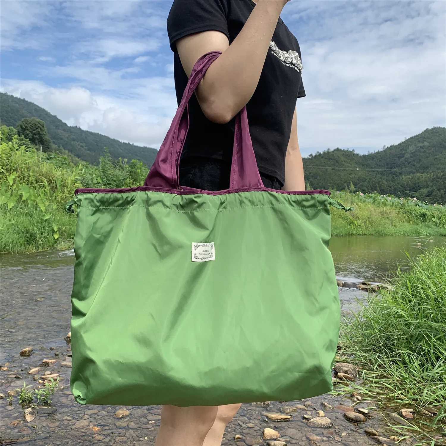 Wen Large Foldable Shopping Bag Fi Reusable Grocery Storage Bag Portable Shoder Handbag for Travel Pocket Tote Bags B250618