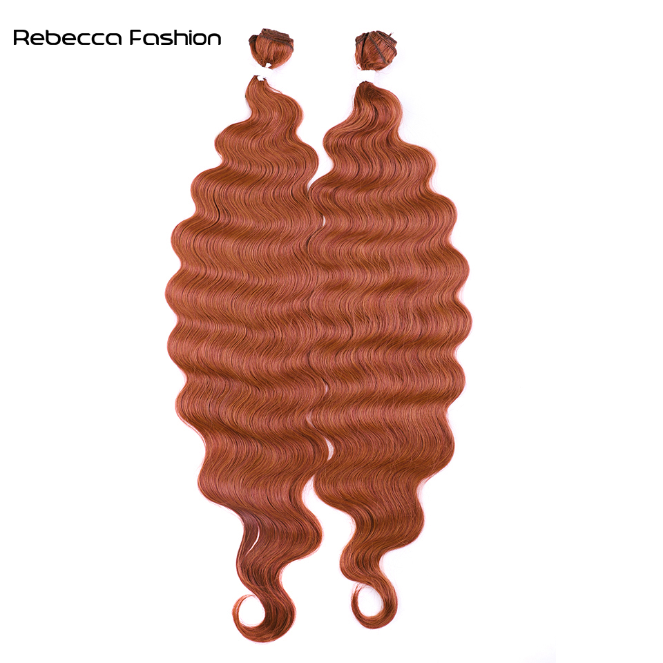 Rebecca Fashion Synthetic Hair 30 Inch Body Wave Synthetic Hair Extensions Ombre Blonde Brown Fake Hair Bundles Super Long Hair Weave