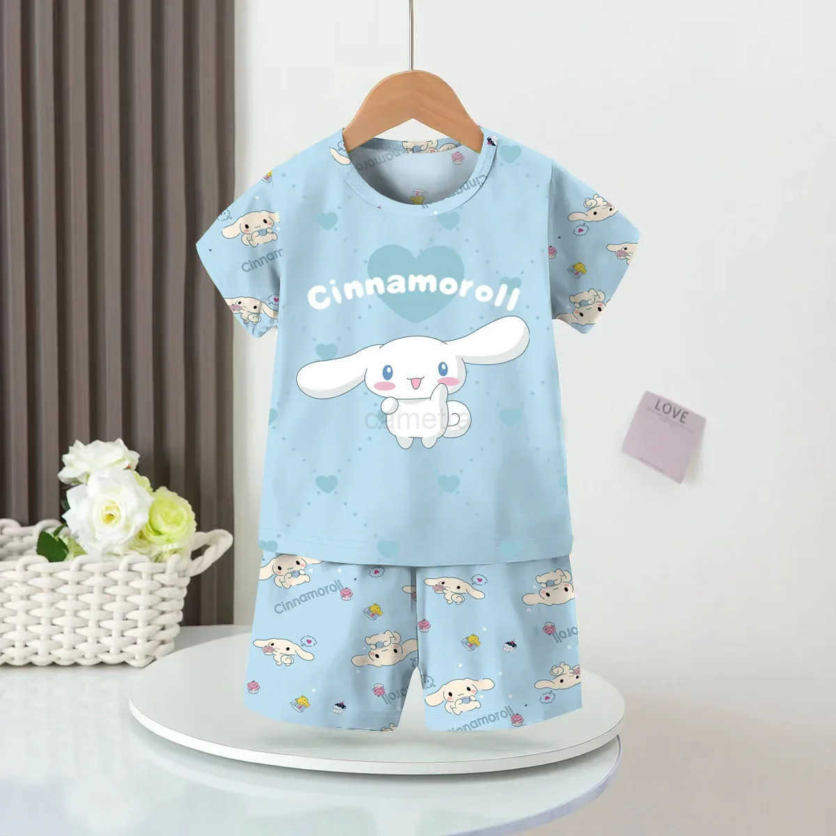 Sanrio 2025 New Girls Pajamas Spring Summer Short Sleeve Thin and Breathable Homewear Set Lightweight Sleepwear for Kids XJ250618XJ250618