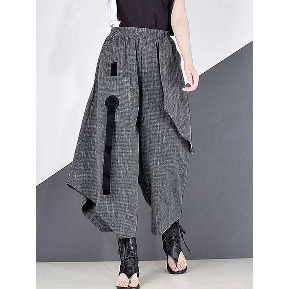 Wear XITAO High Patchwork Hit Color Women Clothes 2020 Summer Autumn Fashion Elastic Waist Casual Wide Leg Pants Xj4619