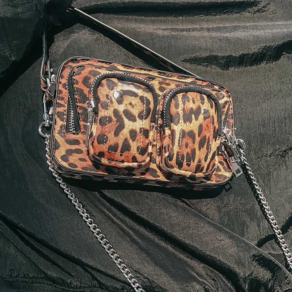 Punk Leopard Handbags Designer Chains Crossbody Bags for Women 2023 Luxury Serpentine Shoulder Bag Female Tote Clutch Purses New B250618