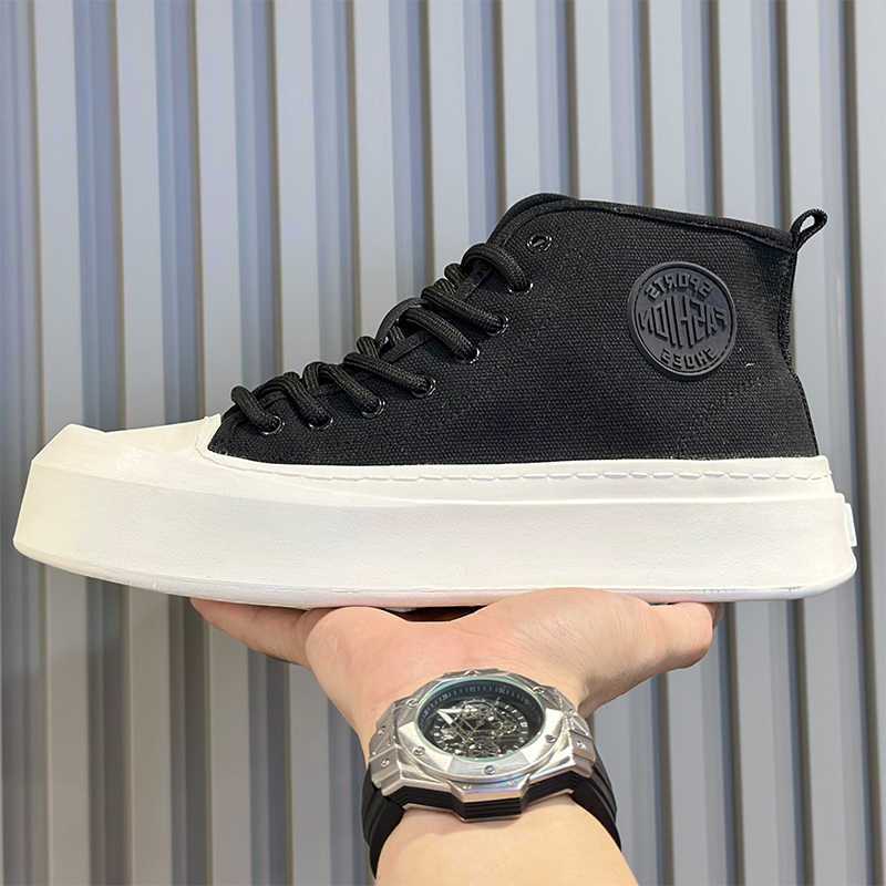 Men S New Spring High Top Canvas Versatile Breathable Casual Shoes Casual Shoes Thick Soled Height Increasing Sneakers Mid Top Ankle Boots Ddmysaturn