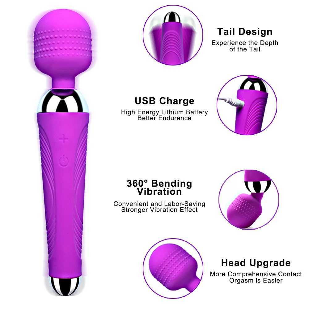 Powerful Dildo Vibrator AV Magic Wand G-Spot Massager Sex Toys For Women Couples Clitoris Stimulate Goods for Adults USB Charge XJ250618