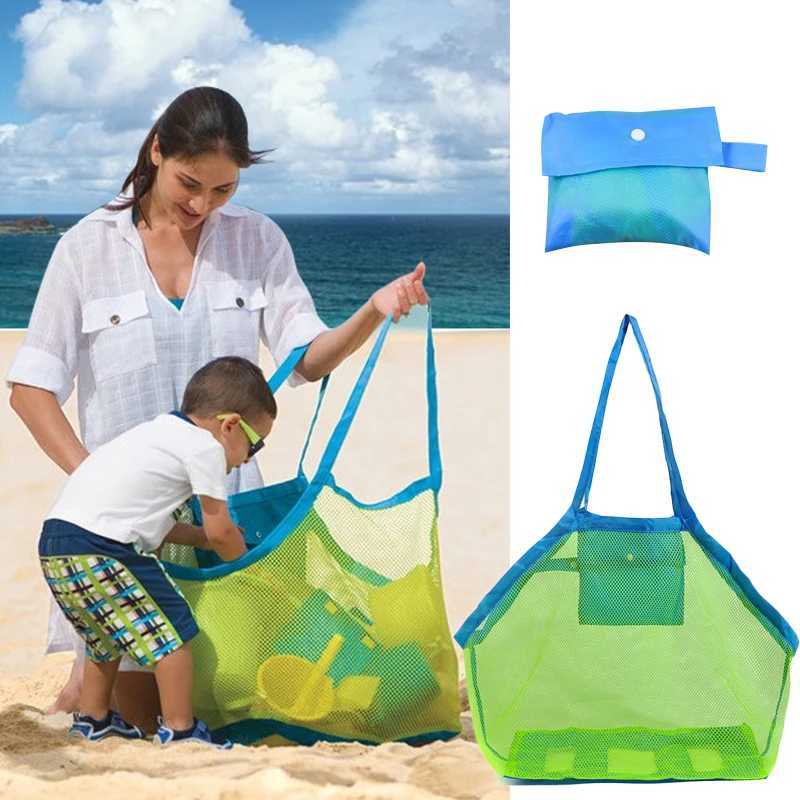 Outdoor Children Beach Mesh Bag Sand ay Foldable Portable Kids Beach Clothes Bags Toy Storage Sundries Organizer Bag Backpack B250618