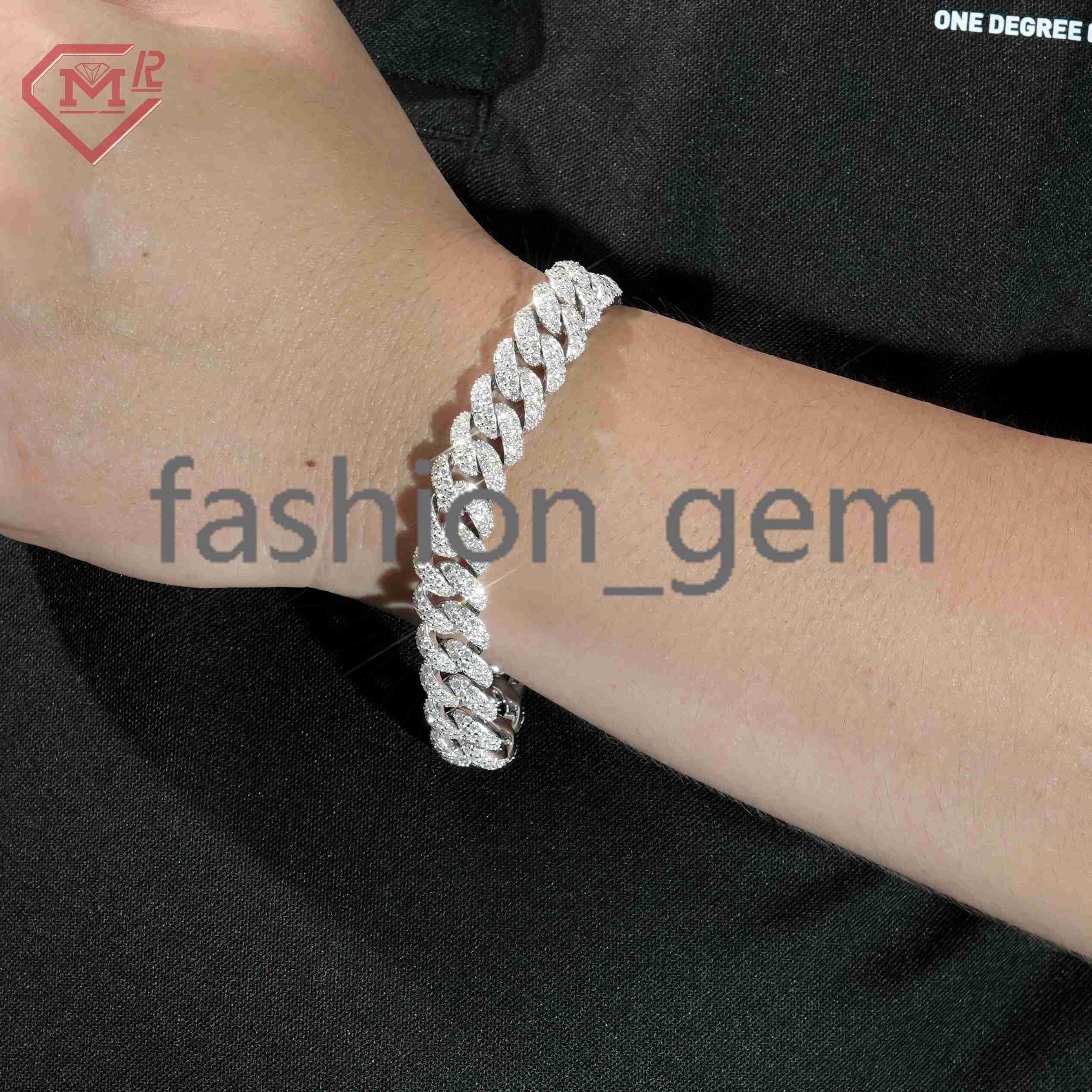 Heavy Cuban Link Chain Bracelet Customized Hiphop Luxury Jewelry Silver 925 Moissanite Cuban Chain