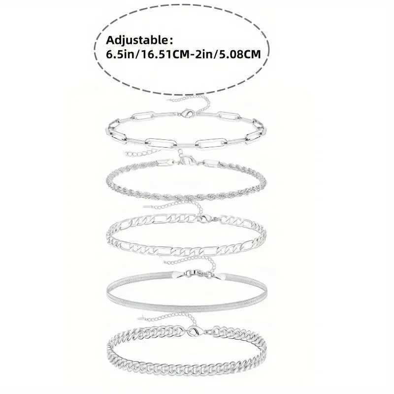 Vintage Punk Style Womens Bracelet Set Silver 925 bracelet Plated Gold bracelet Cuban Paper Clip Chains Fashion Accessories W250618
