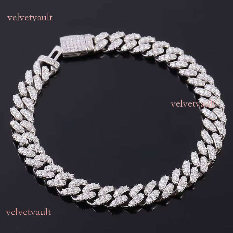 Sier 6mm 8mm Miami Bracelet Men Cuban Link Moissanite Chain Iced Out Jewelry