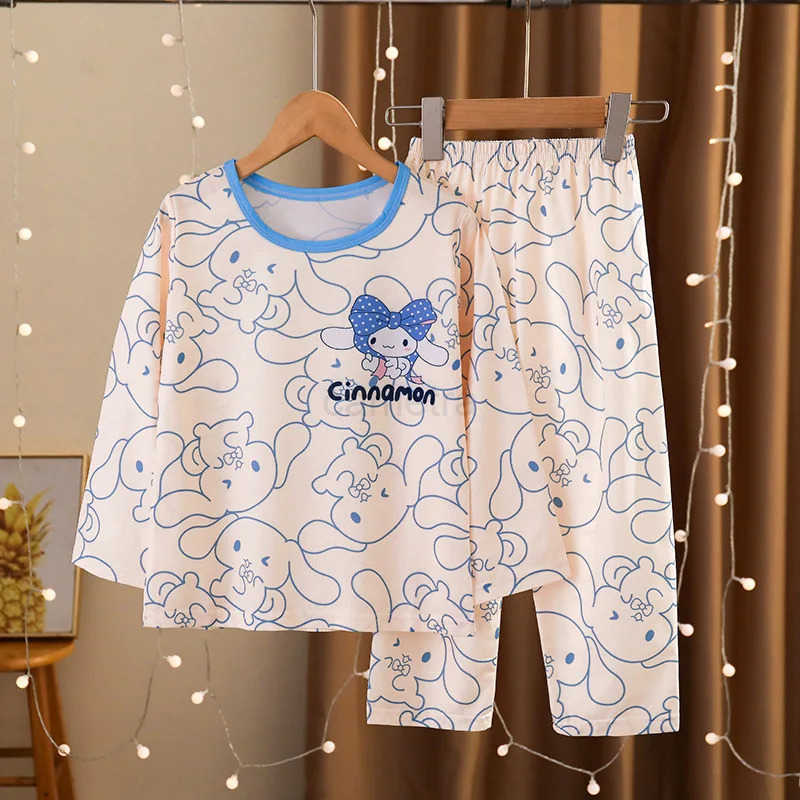 Sanrio Girls Pajamas Spring Autumn Children Pajamas Long Sleeve Cartoon Kids Sleepwear Robe Childrens Clothing Mother XJ250618XJ250618
