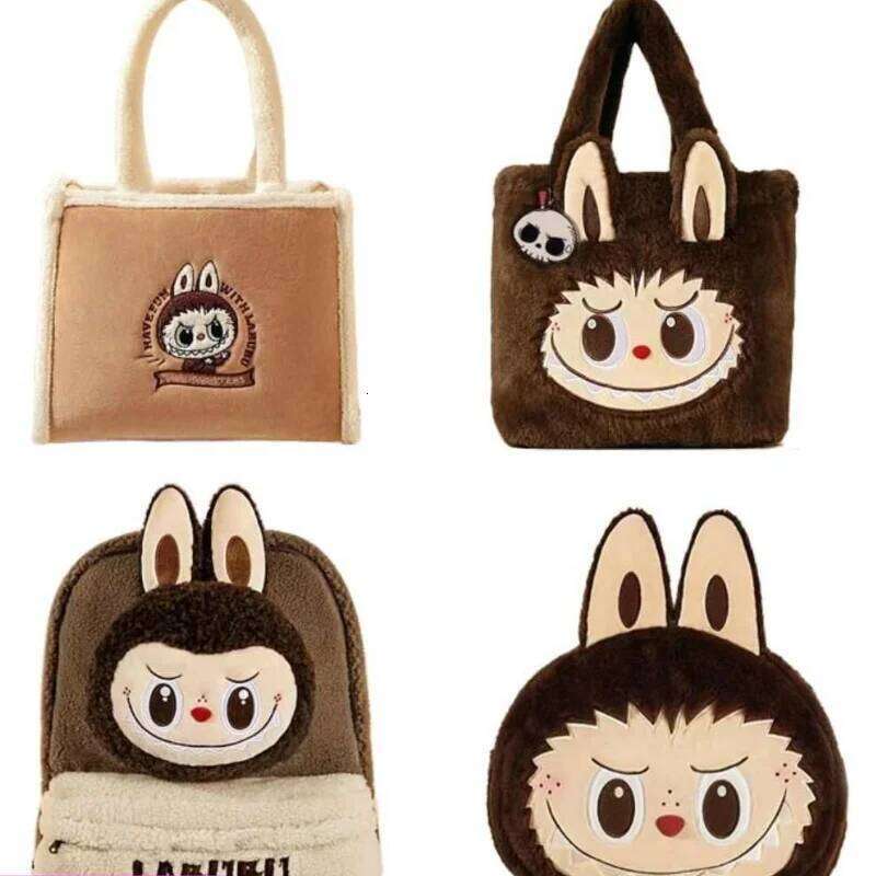 Genuine Large Capacity Lamb Wool Backpack Anime Peripheral Fashion Flip Labubu Doll Tote Bag Girl's Birthday Gift
