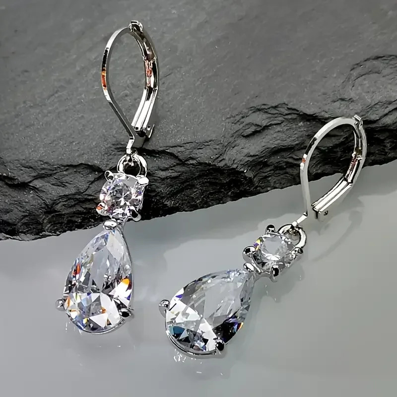 CAOSHI Gorgeous Bright Zirconia Pendant Earrings Female Trendy Wedding Ceremony Accessories Silver Color Jewelry for Lady 250617