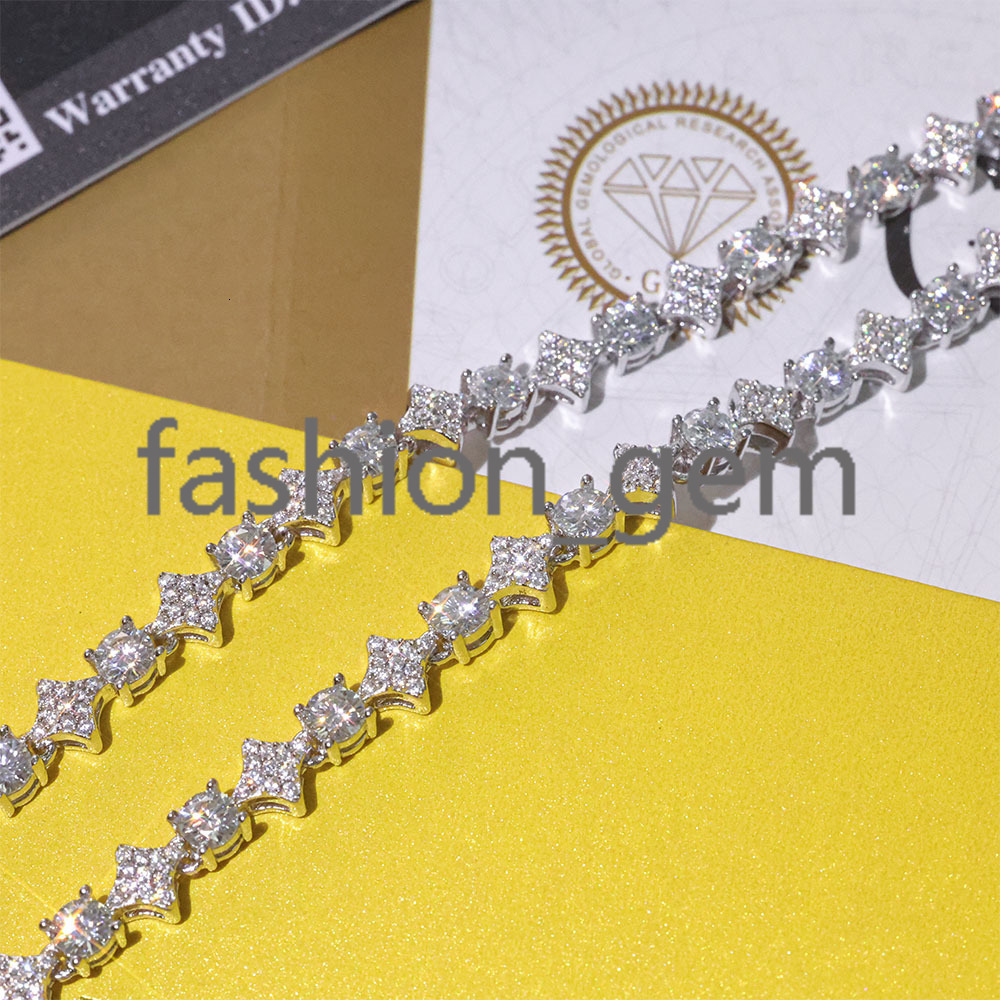 6mm Star Shape Shiny VVS Moissanite Necklace Custom Womens Fine Jewelry 925 Sterling Silver Tennis Chain