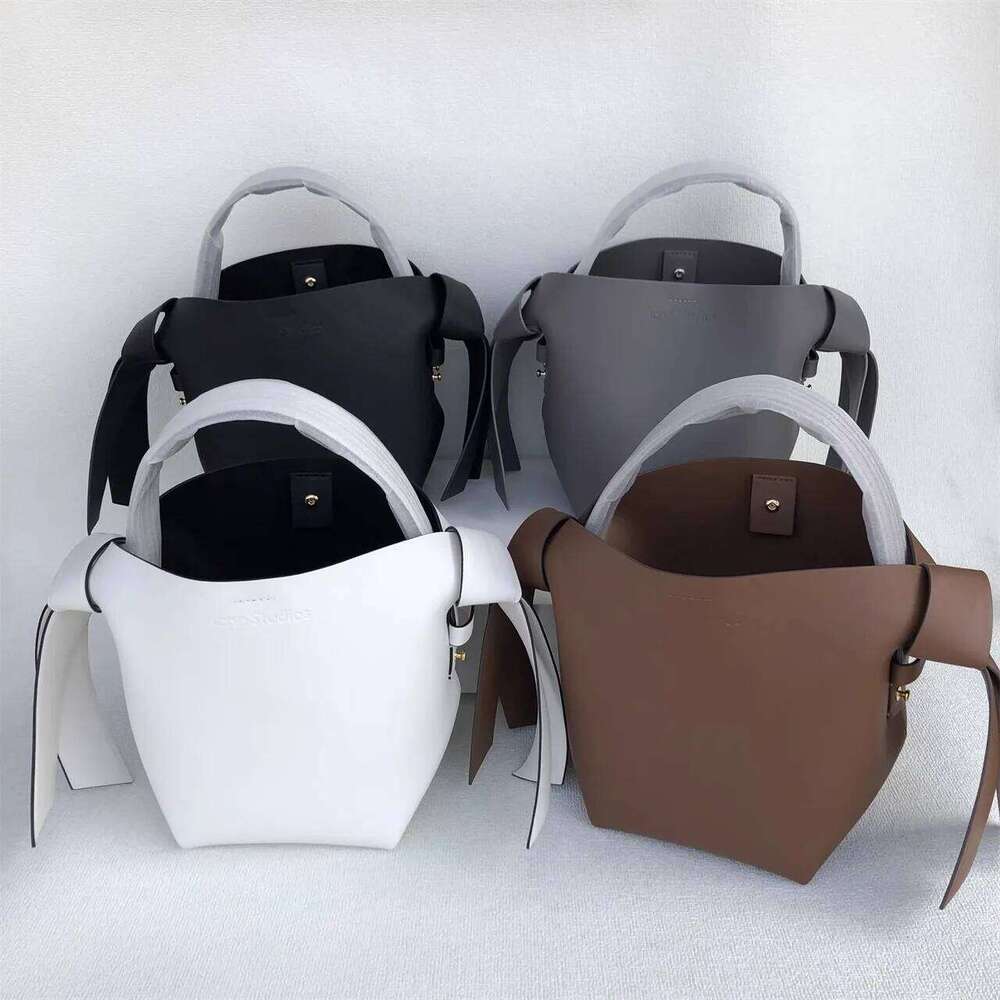 Swedish Niche Brand Women's Cowhide Simple Bow Single Shoulder Crossbody Handbag Bucket Bag Trend