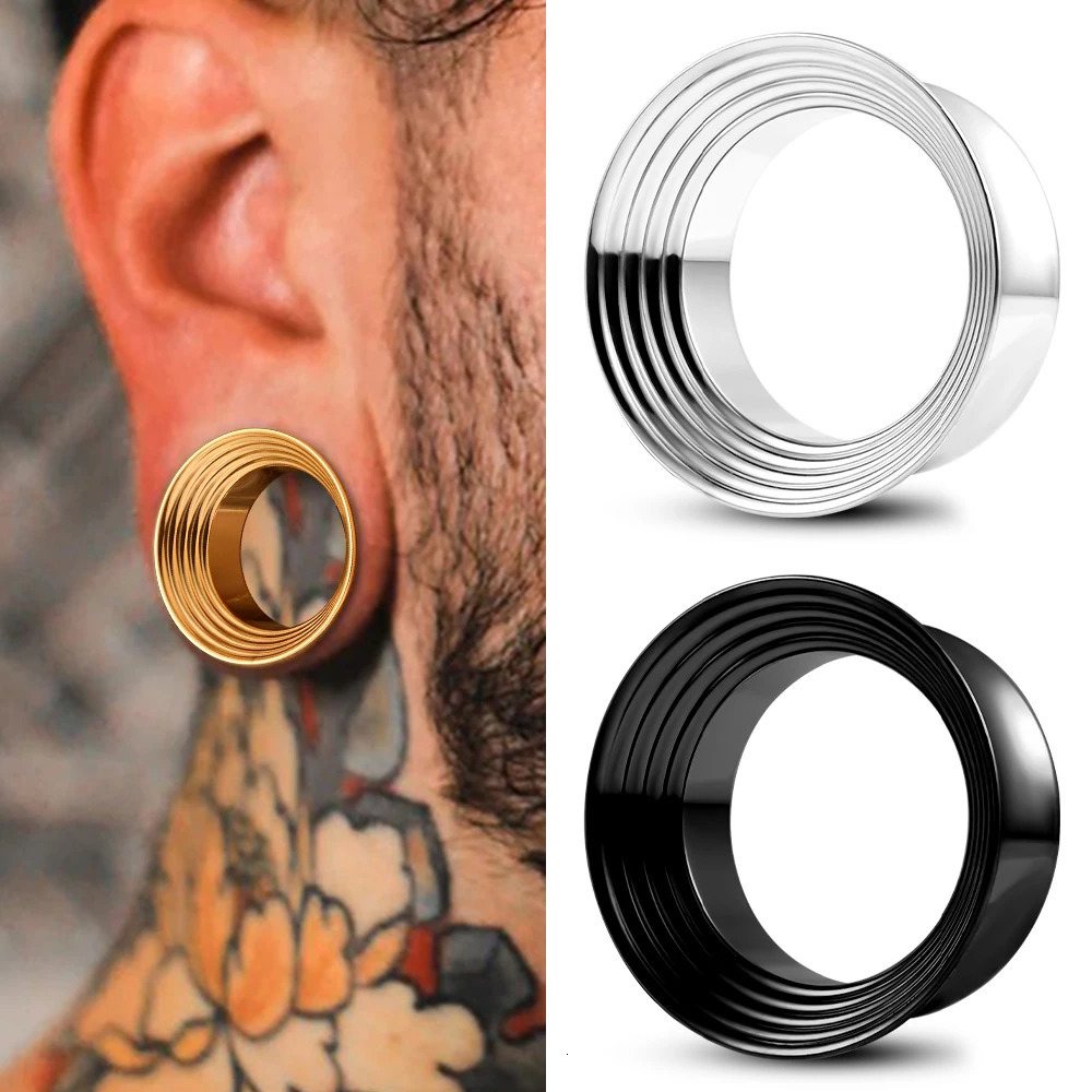 Doearko 2PCS Classic hollow spiral gauges Ear Plugs Tunnels Stainless Steel Ear Gauges Body Piercing Jewelry for women/men 250618
