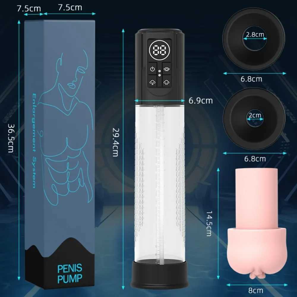 Electric Penis Pump Sex Toy for Men Masturbator IPX7 Waterproof Adult Male Penis Enlargement Vacuum Pump Penile Enhancer Exerciser W250618