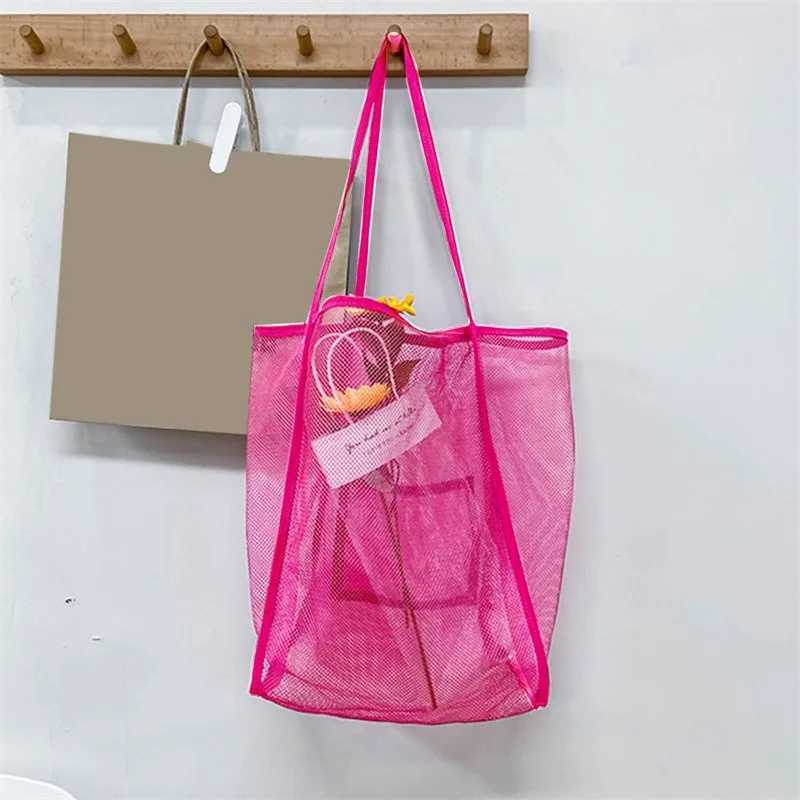 Mesh Beach Shopper Bag For Women Extra Large Capacity Travel Shoulder Bags Sand Toys Grocery Picnic Tote Simple Design Organizer B250618