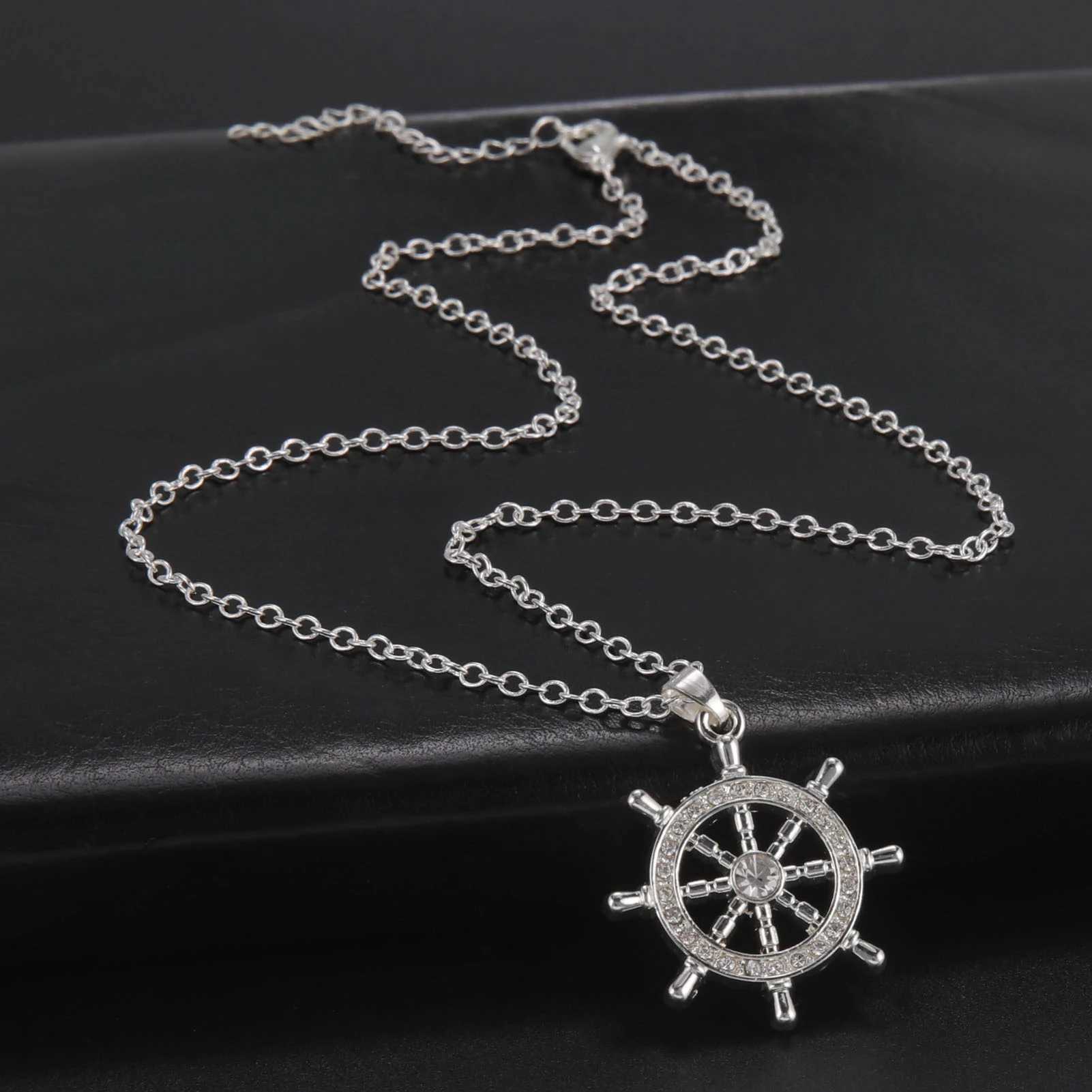 Jeshayuan Alloy Rhinestone Buddhist Dharma Wheel Pendant Necklace For Women Amulet Neck Chain Jewelry W250618