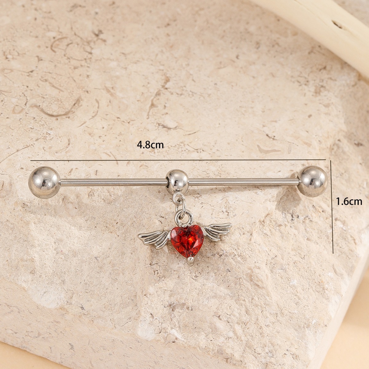 Trendy Hip-Hop Style Red Heart-Shaped Piercing Earrings Versatile Internet Celebrity Ear Bone Studs