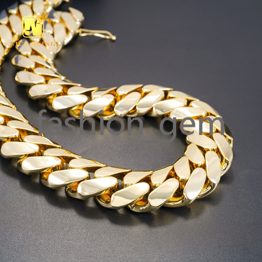 Hip Hop Jewelry Fashion Luxury and Heavy Necklace Super Big Cuban Necklace 18K Gold Plated Cuban Link Chain Miami Cuban Link