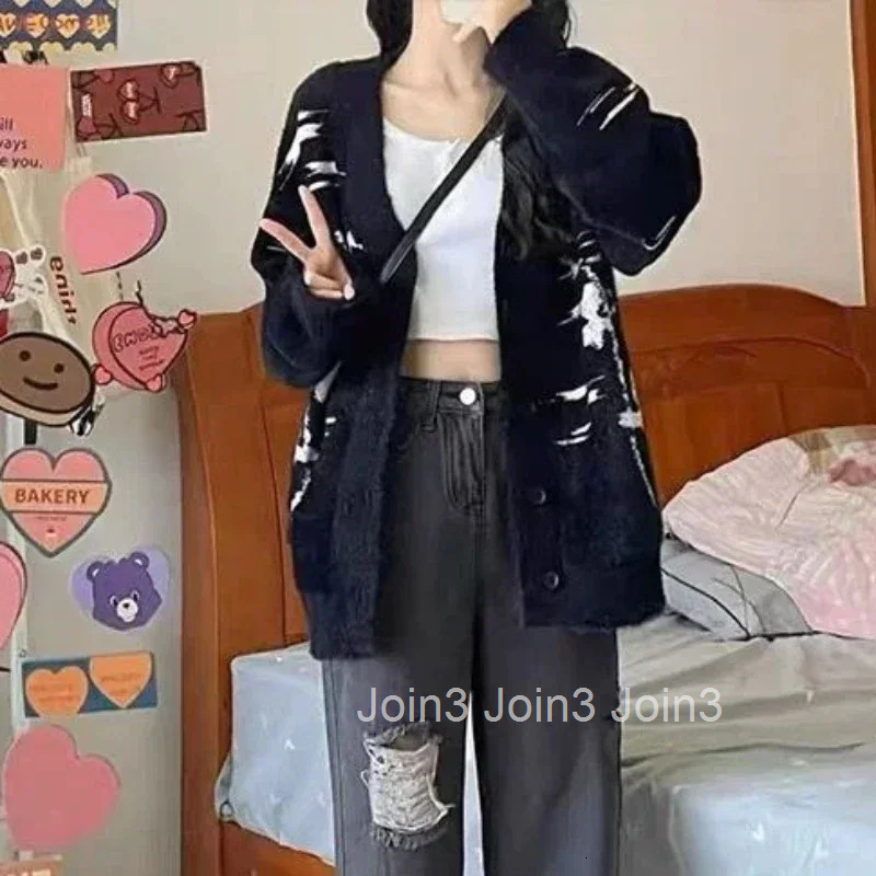 Womens Sweater Black Knit Tops For Woman Striped Cardigan Autumn Winter 2025 Cheap And Elegant Classy Offers Warm Jersey Jumper