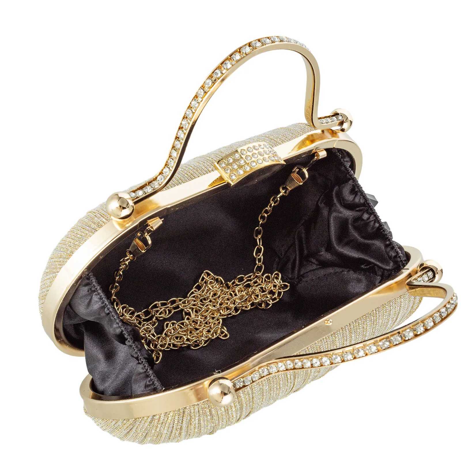 Womens Evening Clutch Bag Rhinestones Decorated Box Shaped Dinner Bags Chain Crossbody Handbag For Party Prom Banquet Wedding Z250618