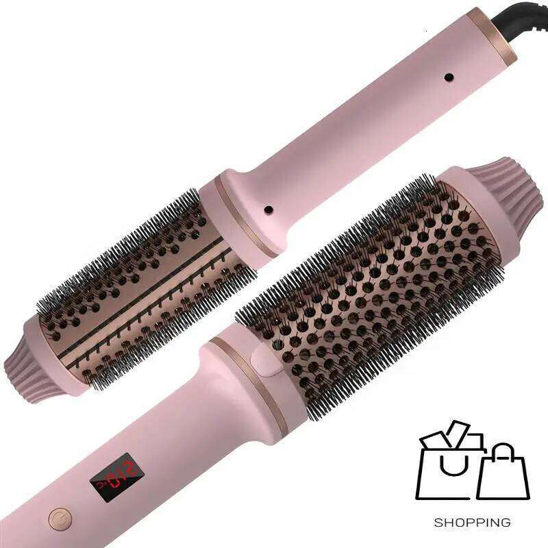 A28F-Heated Electric Curler Wand 3-In-1 Ionic Hair Curler/Straightener With Anti-Scald Nylon Bristles US Plug